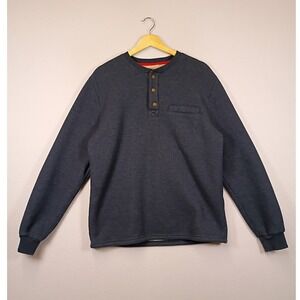 Gorpcore Coleman Mens Medium Blue Sherpa Lined Waffle Knit Henley Pullover